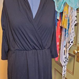 Jersey Drape Neck Midi Dress